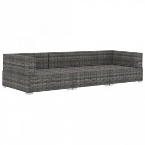 Set canapele de gradina cu perne, 3 piese, gri, poliratan - V47266V - Img 3