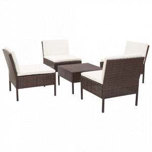 Set canapele de gradina cu perne, 5 piese, maro, poliratan - V48943V - Img 2