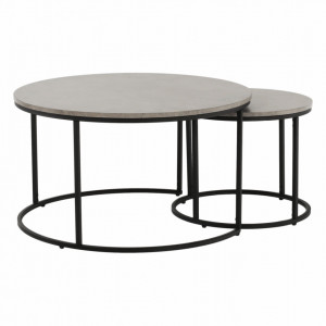 Set de 2 măsuţe de cafe, gri și negru, 80x45 cm, 50x40 cm - TP261525