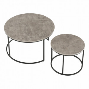 Set de 2 măsuţe de cafe, gri și negru, 80x45 cm, 50x40 cm - TP261525 - Img 5