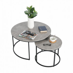 Set de 2 măsuţe de cafe, gri și negru, 80x45 cm, 50x40 cm - TP261525 - Img 9
