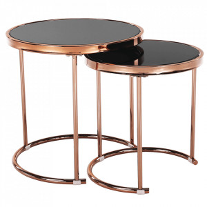 Set de 2 măsuţe de cafea, auriu și negru, 50x50 cm, 42x42 cm - TP276670 - Img 10
