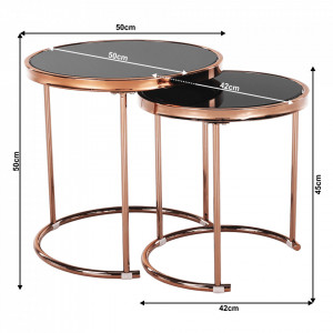 Set de 2 măsuţe de cafea, auriu și negru, 50x50 cm, 42x42 cm - TP276670 - Img 17