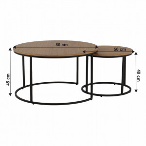 Set de 2 măsuţe de cafea, stejar și negru, 80x45 cm, 50x40 cm - TP261524 - Img 2