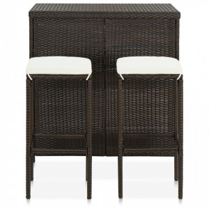 Set de bar, 3 piese, maro, poliratan - V313470V