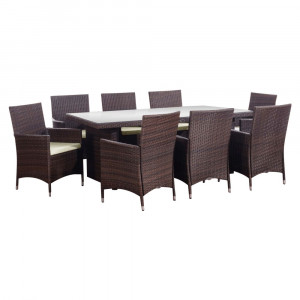 Set de grădină, cu 9 piese, 1 masă, 8 scaune, maro - TP254297 - Img 1