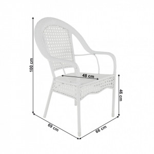 Set de grădină din ratan cu 5 piese, 1 măsuţă şi 4 scaune, alb - TP254781 - Img 19