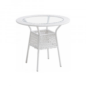 Set de grădină din ratan cu 5 piese, 1 măsuţă şi 4 scaune, alb - TP254781 - Img 6