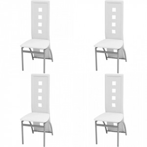 Set masa cu scaune, 5 piese, alb - V242909V - Img 4