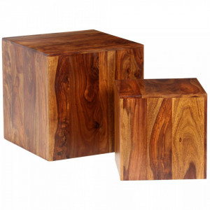 Set masa de cafea, 2 piese, lemn masiv de sheesham, 40x40x40 cm - V244687V - Img 3