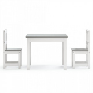 Set masă si scaun pentru copii, 3 piese, alb și gri, MDF - V10409V - Img 3