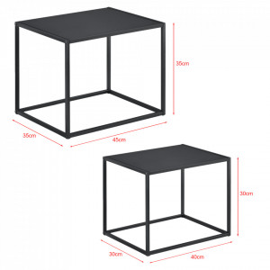 Set masute Rona, masuta mare 35 x 45 cm, masuta mica 30 x 40 cm, metal, negru mat, forma dreptunghiulara - P68870788 - Img 3