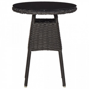 Set mobilier bistro de gradina cu perne 3 piese negru poliratan - V46549V - Img 2