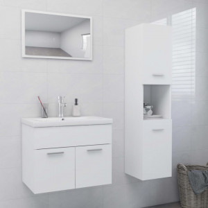 Set mobilier de baie, alb, lemn prelucrat - V3070955V - Img 2