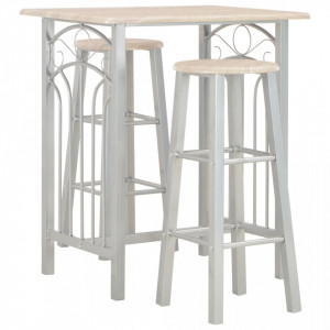 Set mobilier de bar, 3 piese, lemn si otel - V284398V