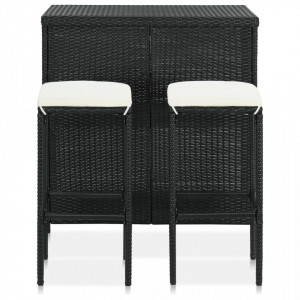 Set mobilier de bar, 3 piese, negru, poliratan - V313471V - Img 1