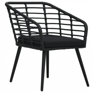 Set mobilier de bistro, 3 piese, negru, poliratan - V48579V - Img 4