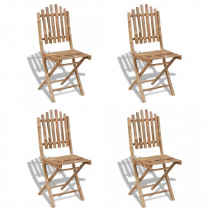 Set mobilier de exterior pliabil, 5 piese, bambus - V41497V - Img 4