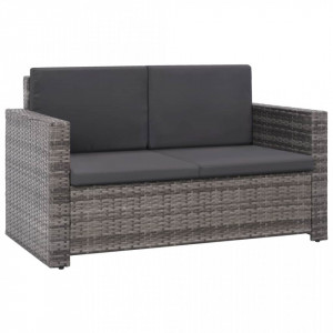 Set mobilier de gradina cu perne, 2 piese, gri, poliratan - V44422V - Img 4