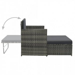 Set mobilier de gradina cu perne, 2 piese, gri, poliratan - V44483V - Img 4