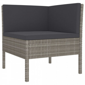 Set mobilier de gradina cu perne, 4 piese, gri, poliratan - V3056968V - Img 3