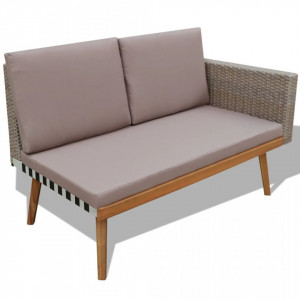 Set mobilier de gradina cu perne, 4 piese, gri, poliratan - V43133V - Img 4