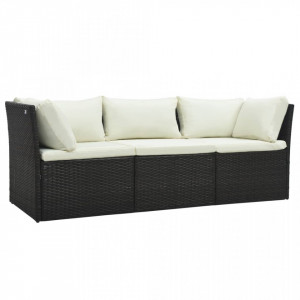 Set mobilier de grădină cu perne, 4 piese, maro, poliratan - V47810V - Img 4