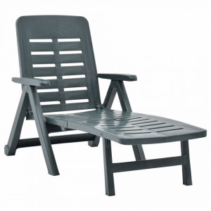 Sezlong pliabil, verde, plastic - V48755V