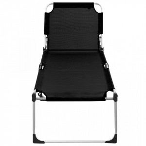 Șezlong pliant Senior, negru, aluminiu, înălțime supimentară - V47913V - Img 3