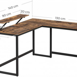 SOBII6 - Birou, Masa de scris stil Industrial, 140 x 130 x 89 cm - Img 2