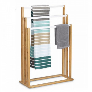 Stand pt. prosoape, bambus și alb, 54x24x82 cm - TP234014 - Img 4