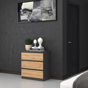 TECOAN-AR101 - Comoda, 70 x 40 x 77 cm, Antracit-Stejar Artisan, PAL - Img 2