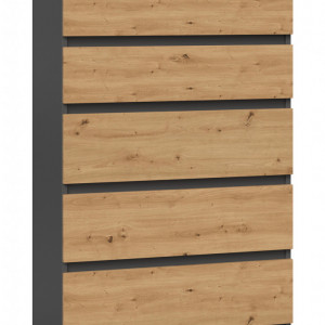 TECOAN-AR102 - Comoda, 70 x 40 x 112 cm, Antracit-Stejar Artisan, PAL - Img 2