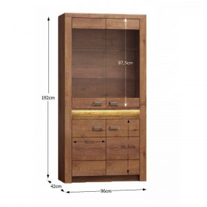Vitrină, culoarea frasin deschis, 96x192x42 cm - TP108462 - Img 2
