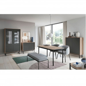 Vitrină, stejar jaskson hickory/grafit, 104x185x39 cm - TP239077 - Img 2