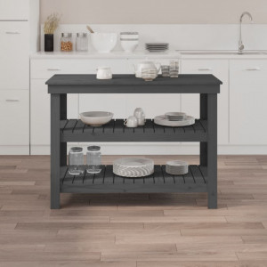 Banc de lucru, gri, 110,5x50x80 cm, lemn masiv pin - V823646V - Img 3