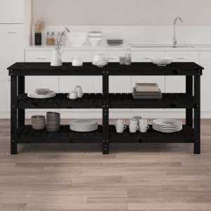 Banc de lucru, negru, 181x50x80 cm, lemn masiv pin - V823658V - Img 3