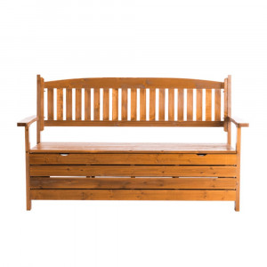Bancă, băncuță de grădină, maro, cu lada, 150 cm - TP261035