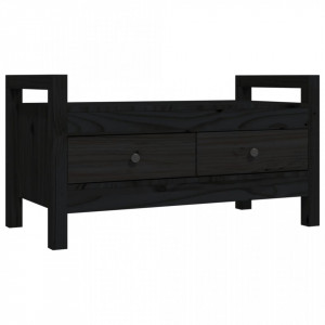 Bancă de hol, negru, 80x40x43 cm, lemn masiv pin - V821788V