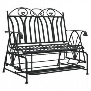 Bancă glisantă cu 2 locuri, negru, 114 cm, oțel - V318833V