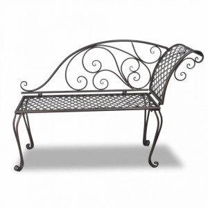 Banca sezlong de gradina, maro invechit, 128 cm, otel - V40717V - Img 2