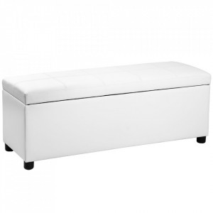 Bancheta, bancuta dormitor cu lada depozitare, alb - P47581772 - Img 1