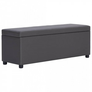 Bancheta cu zona de depozitare, gri, 116 cm, piele ecologica - V281312V