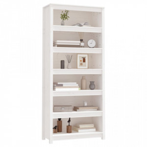 Bibliotecă, alb, 80x35x183 cm, lemn masiv de pin - V821695V - Img 4