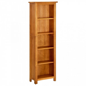 Bibliotecă cu 5 rafturi, 45x22x140 cm, lemn masiv de stejar - V331741V - Img 2