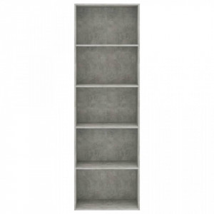 Biblioteca cu 5 rafturi, gri beton, 60 x 30 x 189 cm, PAL - V800994V - Img 4