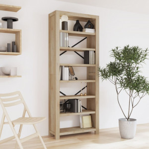 Bibliotecă cu 7 rafturi, 80x30x200 cm, lemn masiv de acacia - V345082V - Img 2