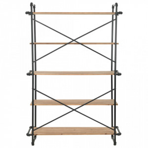 Biblioteca din lemn masiv de brad si otel, 120 x 42 x 180 cm - V246424V - Img 2