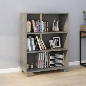 Bibliotecă, gri deschis, 85x35x112 cm, lemn masiv de pin - V340487V - Img 2