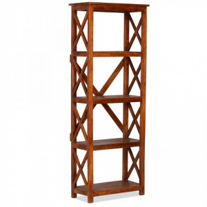 Biblioteca lemn masiv salcam, finisaj palisandru, 60x30x160 cm - V245646V
